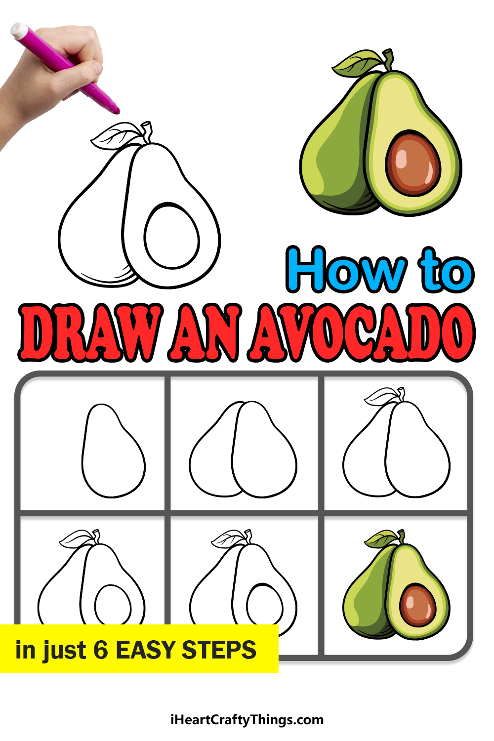 how to draw avocado in 6 easy steps