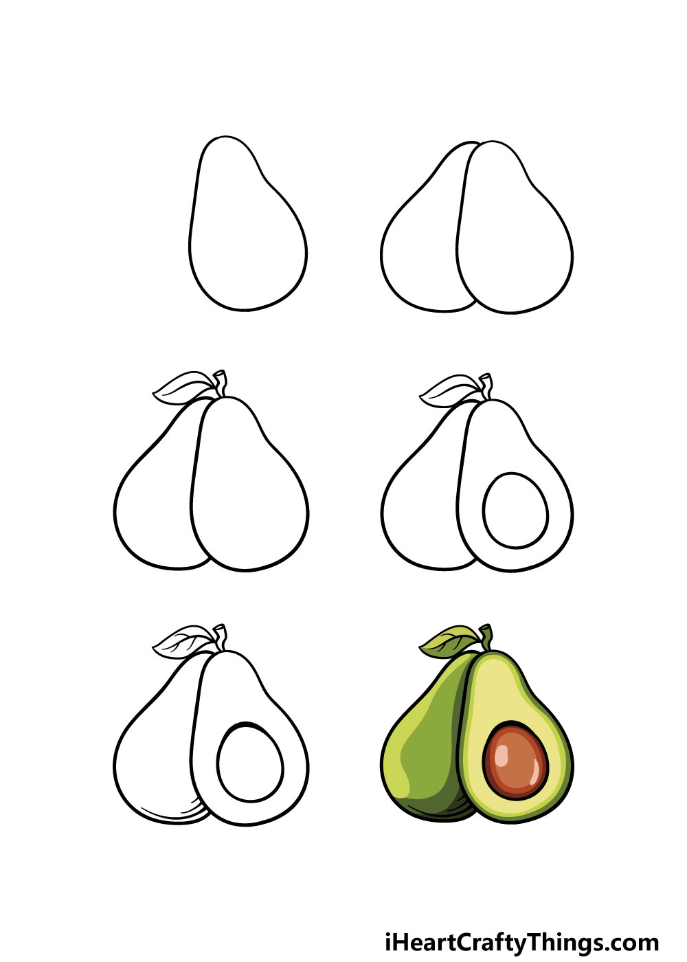 how to draw avocado in 6 steps