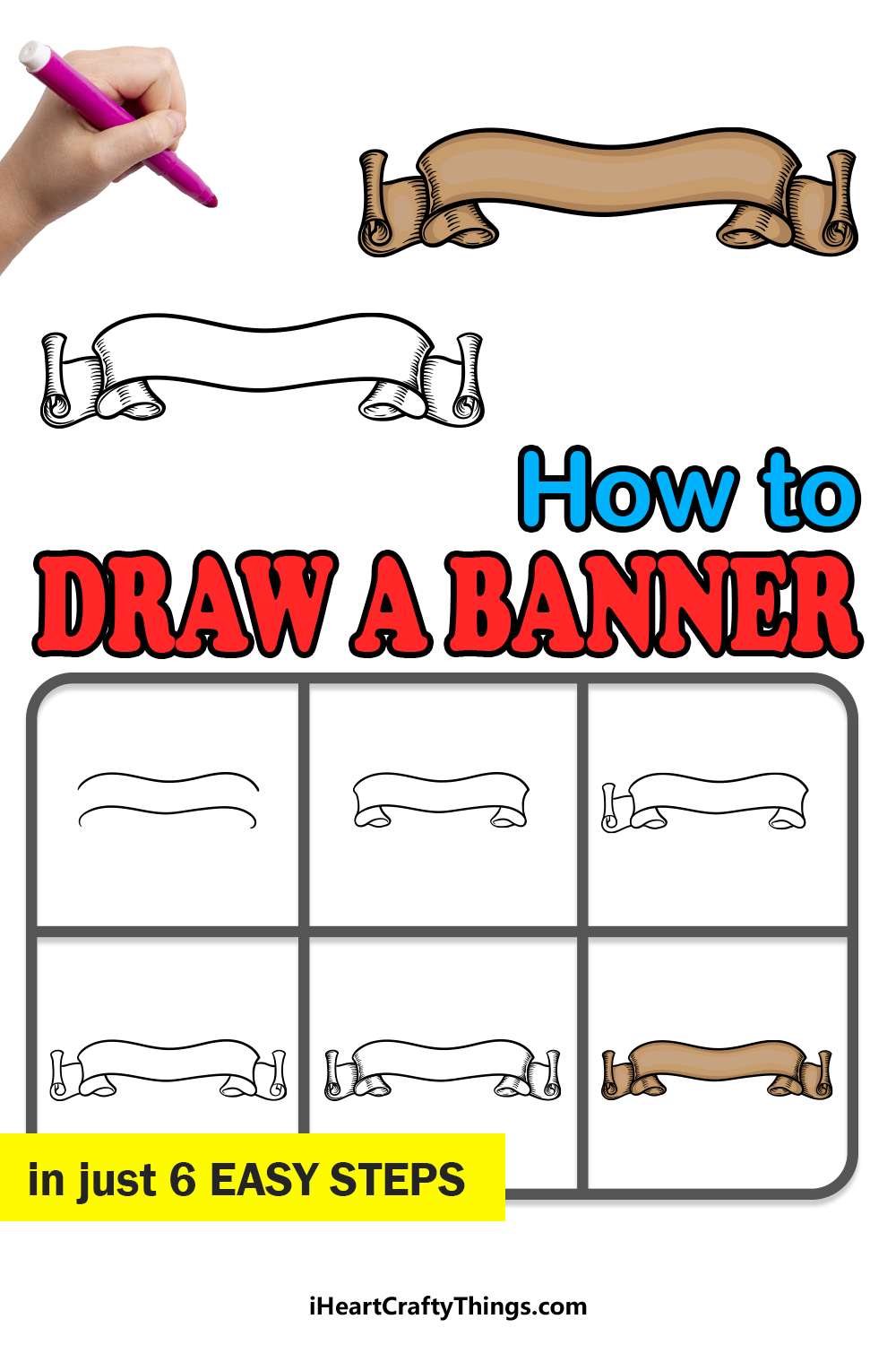 how to draw a banner in 6 easy steps