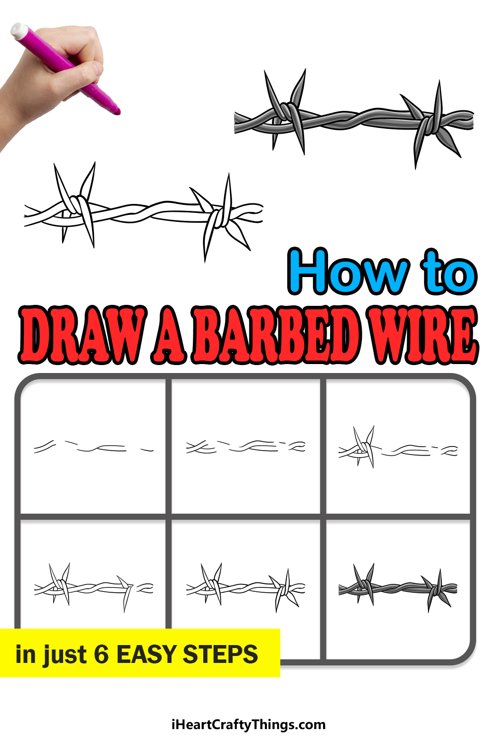 A technical drawing of one common type of barbed wire (Stacheldraht) in