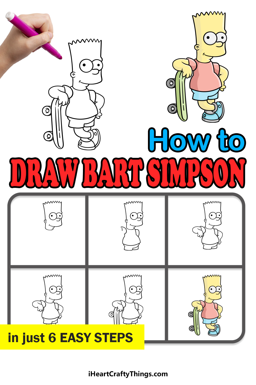 how to draw Bart Simpson in 6 easy steps