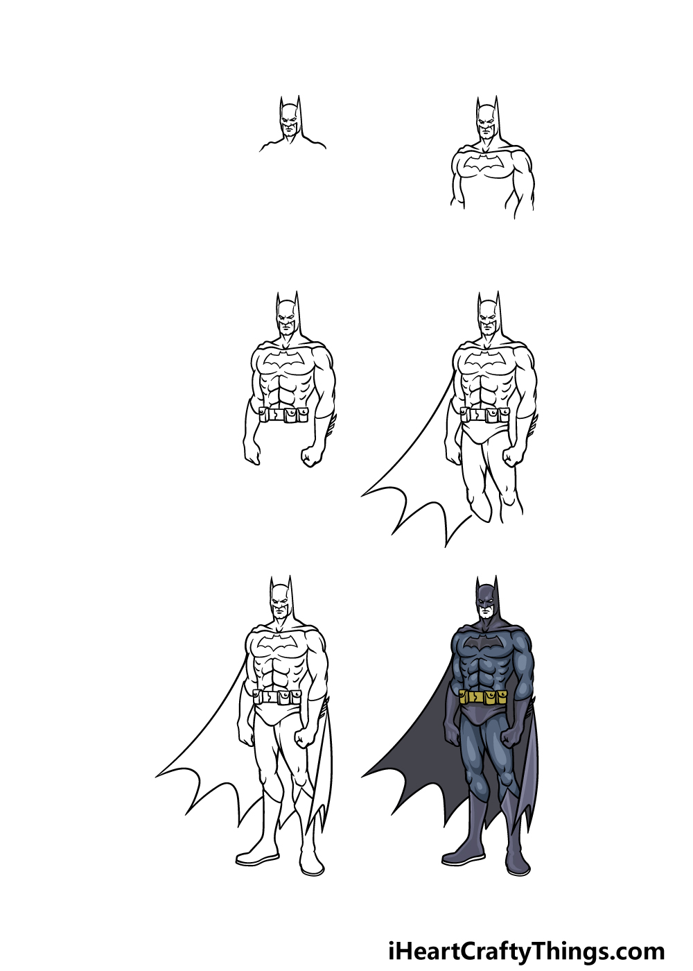 how to draw Batman in 6 easy steps