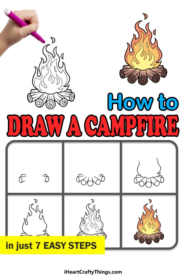 Campfire Drawing - How To Draw A Campfire Step By Step