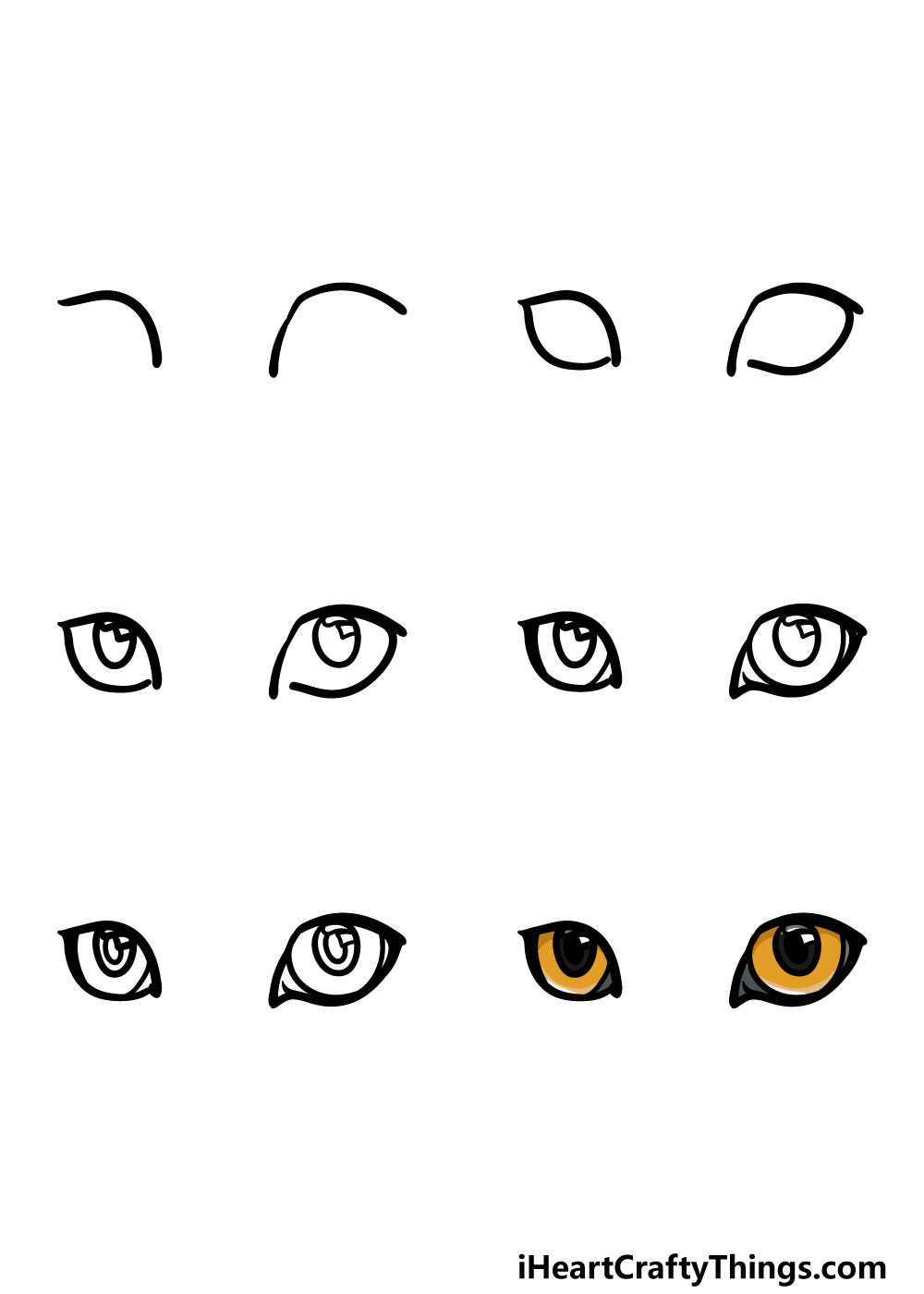 how to draw cat's eyes in 6 steps