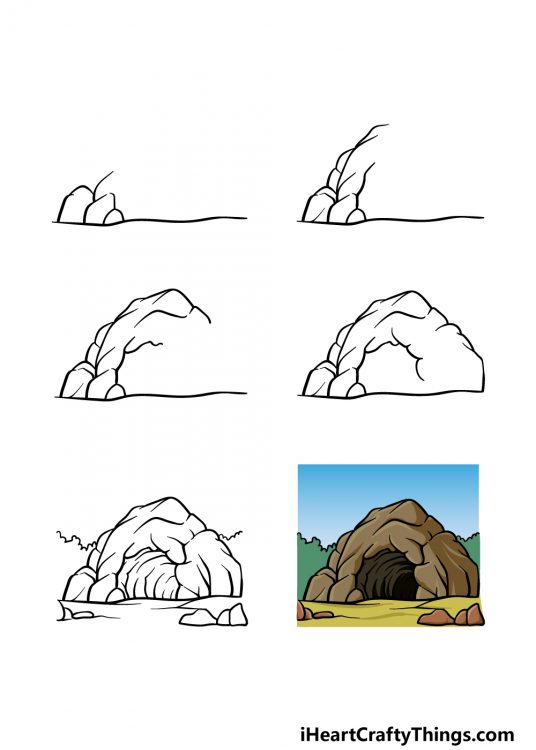 Cave Drawing How To Draw A Cave Step By Step   Cave 536x750 