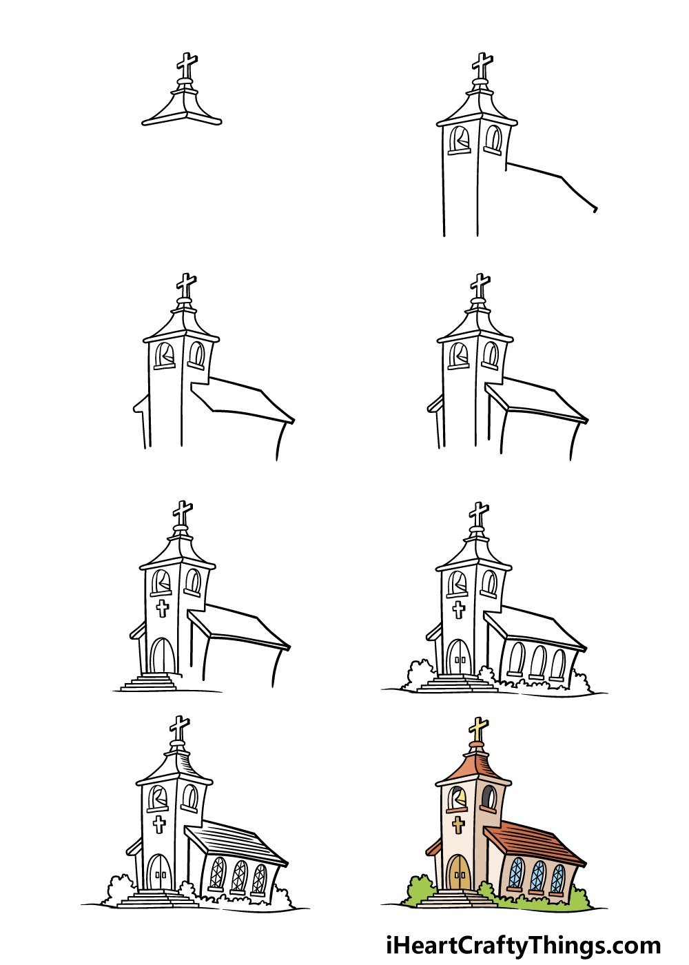 Premium Vector | Building hand drawn outline church building illustration.  wedding ceremony set
