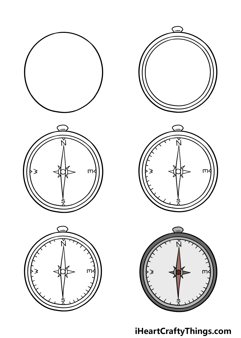 how to draw a compass in 6 steps