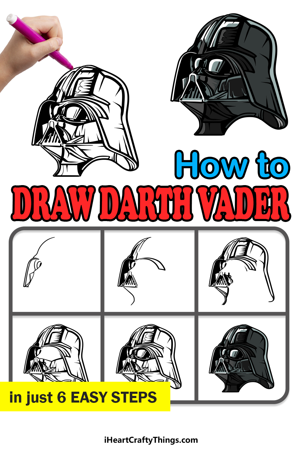 how to draw Darth Vader in 6 easy steps