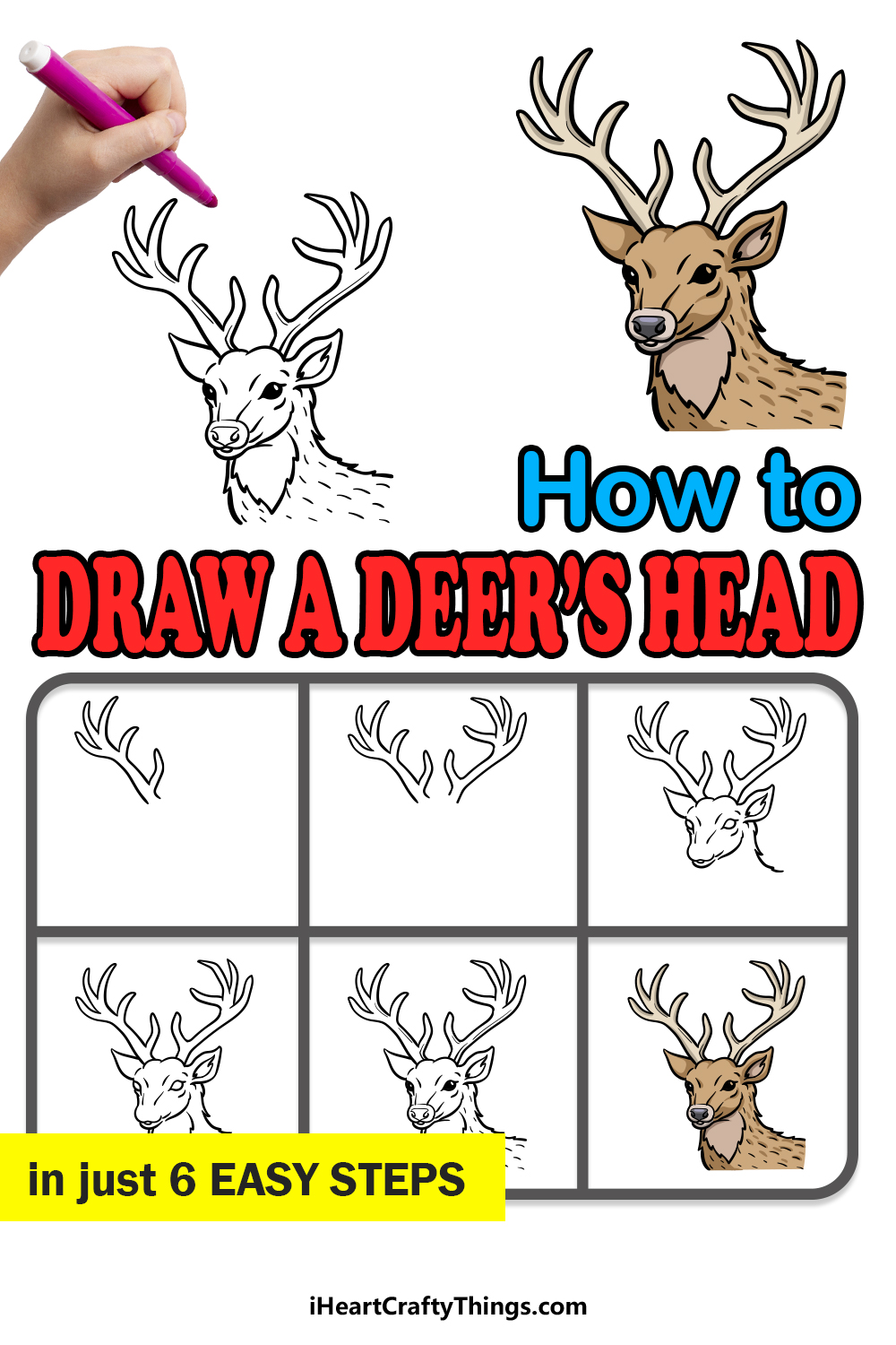 how to draw a deer head step by step easy