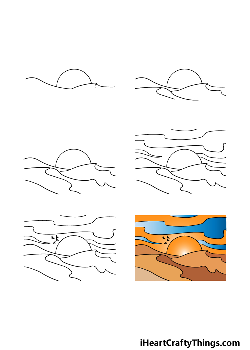 how to draw a desert in 6 steps