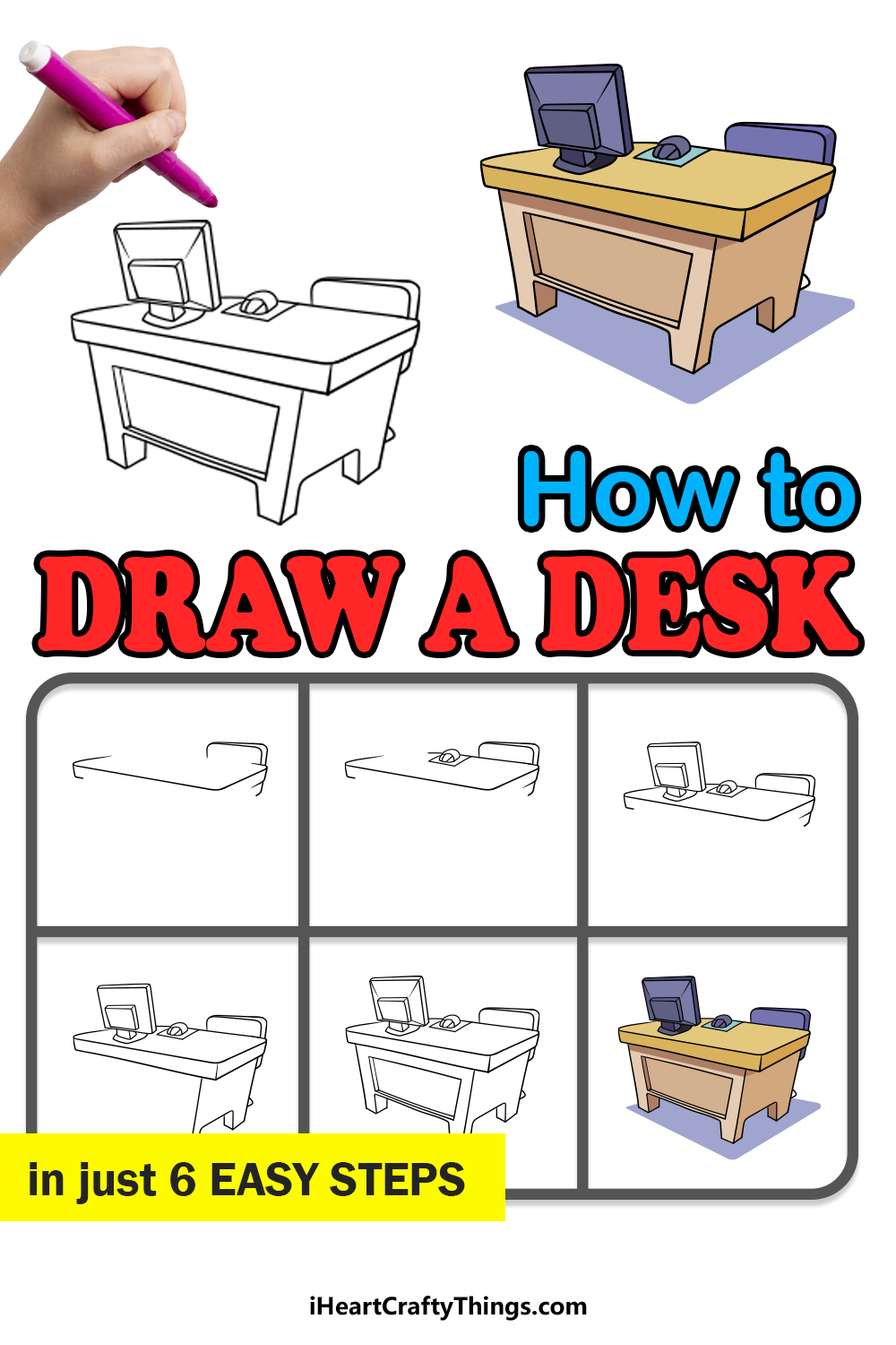 how to draw a desk in 6 easy steps