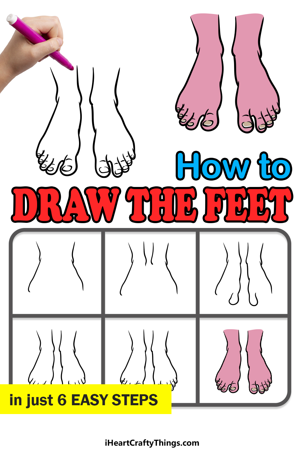 how to draw feet in 6 easy steps