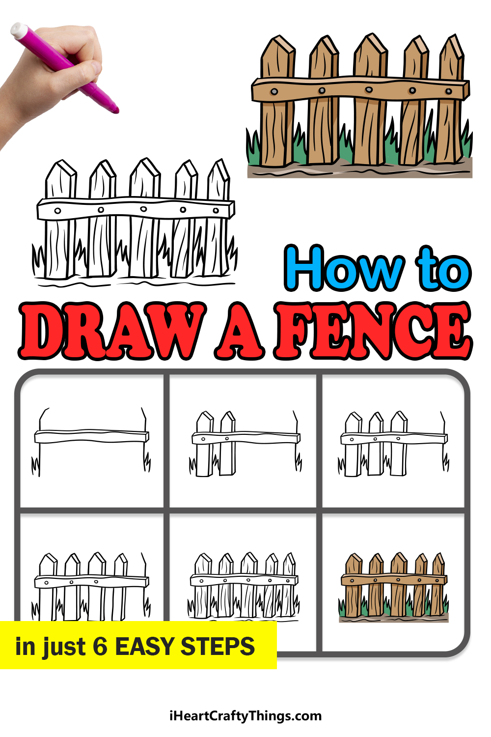 how to draw a fence in 6 easy steps