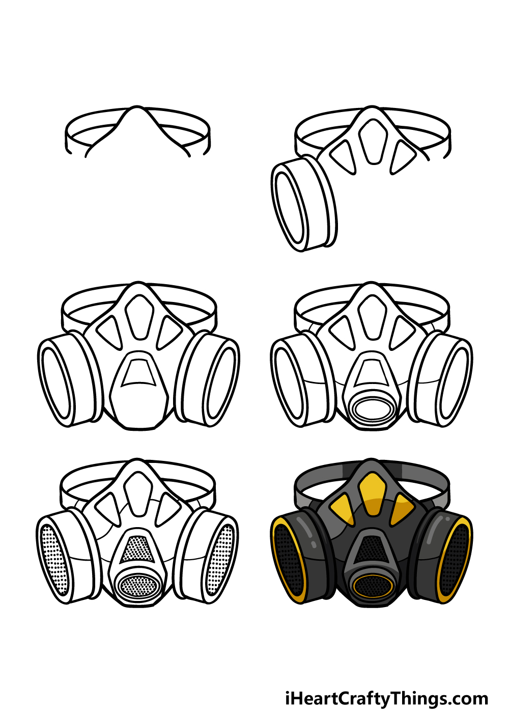 How To Draw A Gas Mask in 6 steps