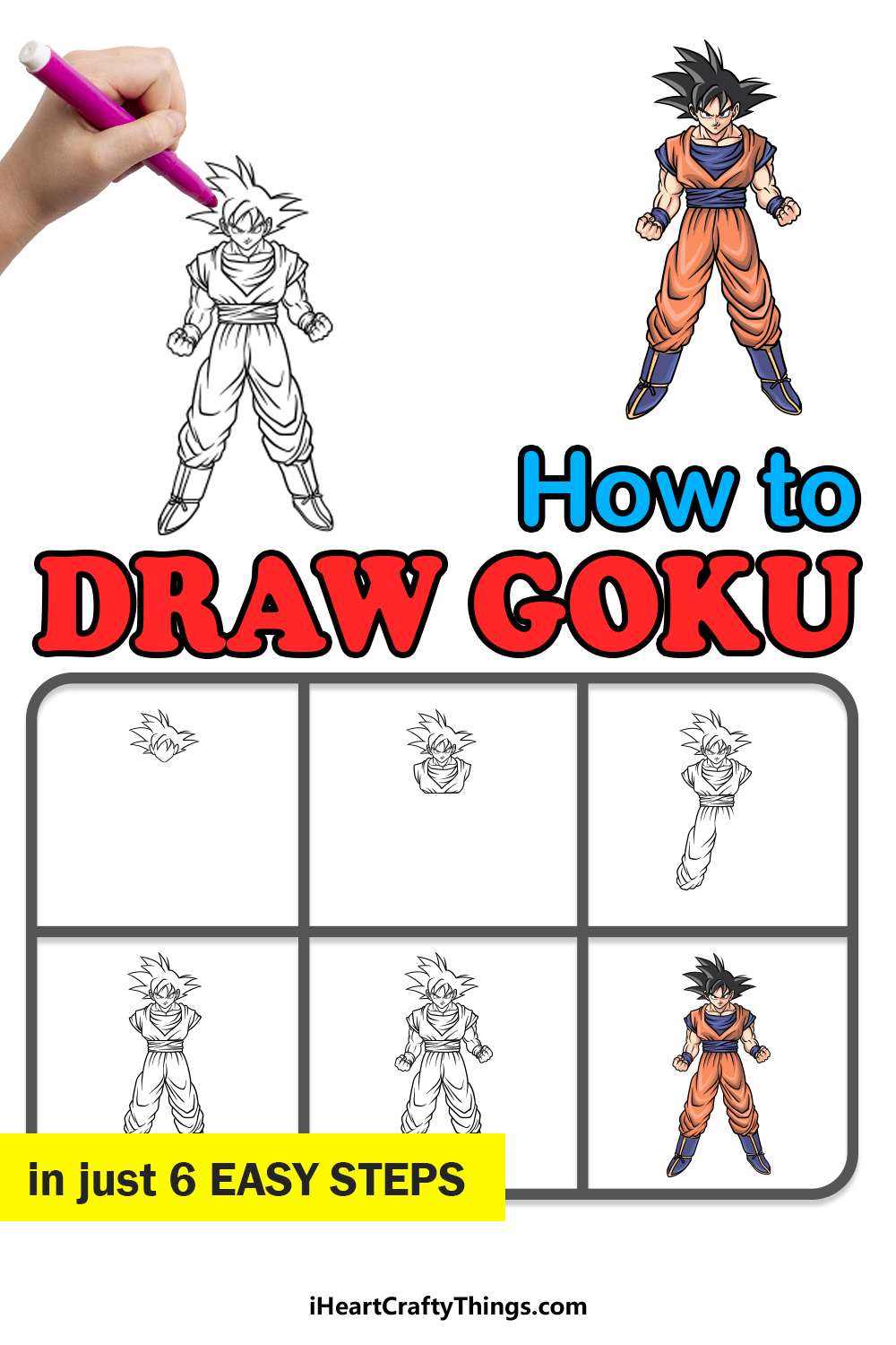 How to draw Dragonball Z Goku easy / simple / quick / tutorial