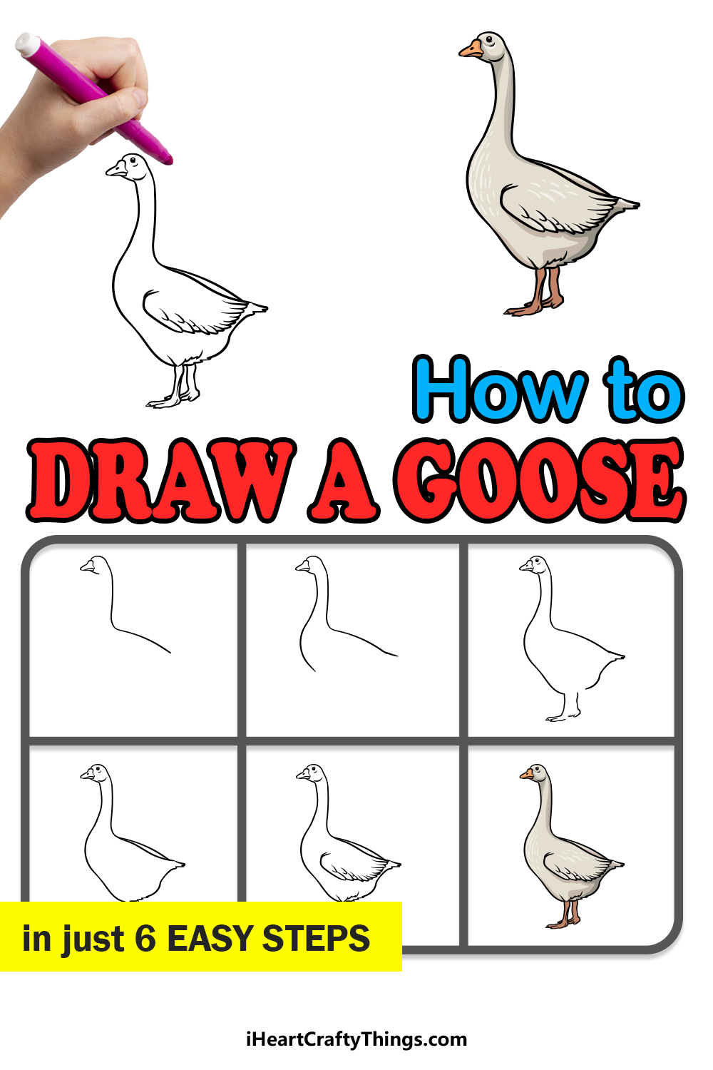 how to draw a goose in 6 easy steps