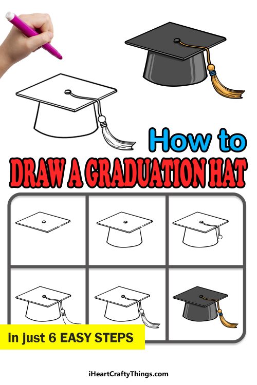 Graduation Hat Drawing - How To Draw A Graduation Hat Step By Step