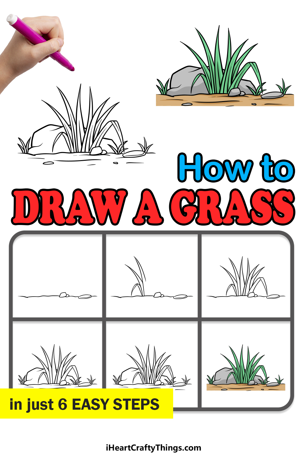 how to draw grass in 6 easy steps