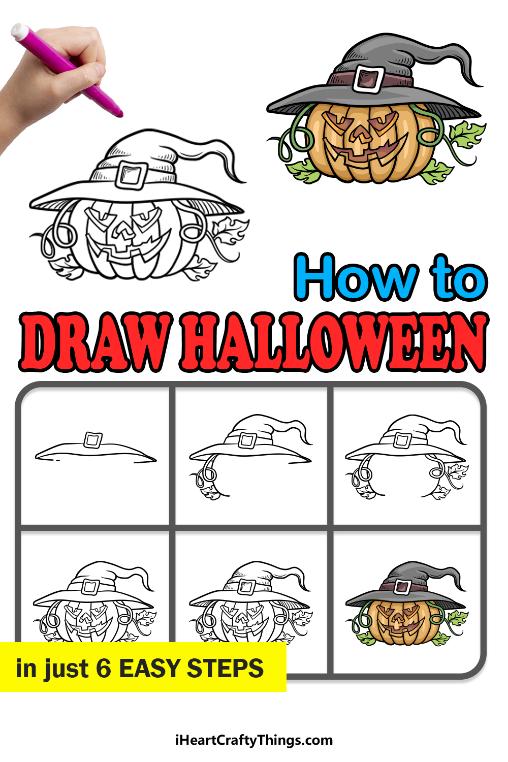 how to draw Halloween in 6 easy steps