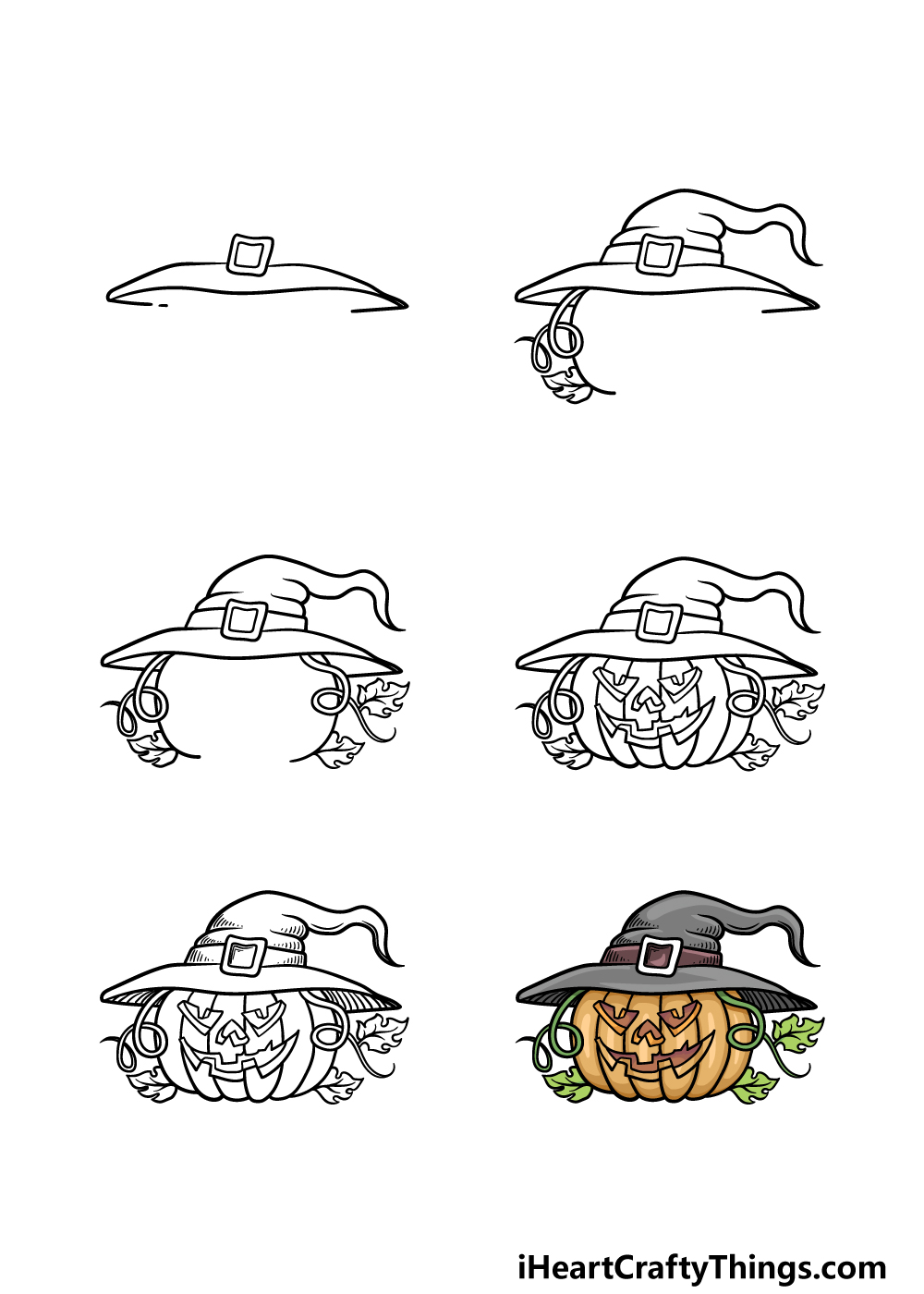 how to draw Halloween in 6 steps