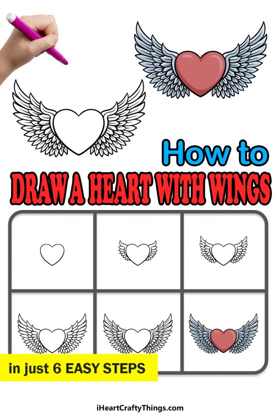 Heart With Wings Drawing - How To Draw A Heart With Wings Step By Step