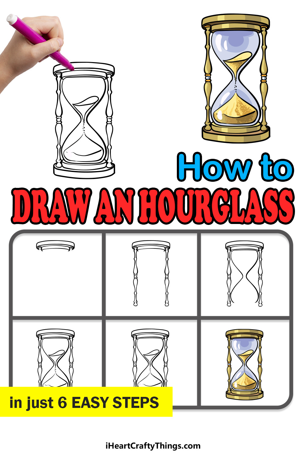 how to draw an hourglass in 6 easy steps