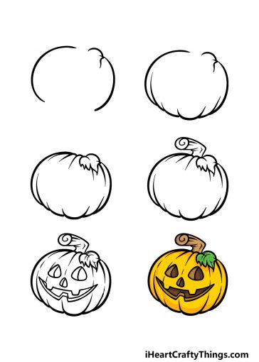 Jack-O-Lantern Drawing - How To Draw A Jack-O-Lantern Step By Step