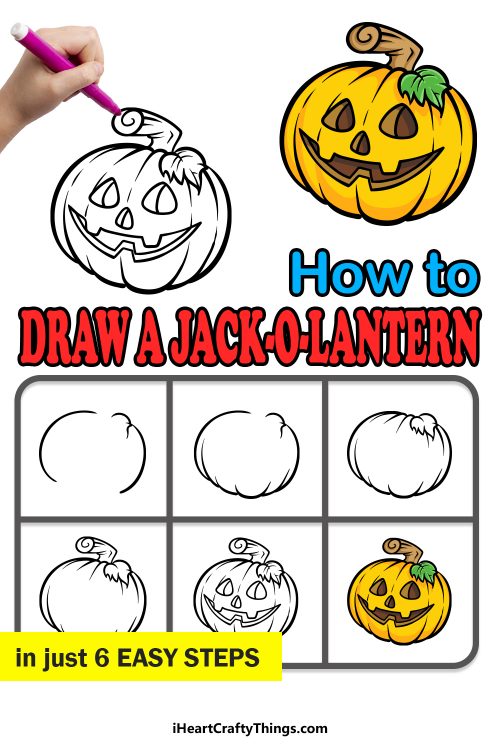 Jack-O-Lantern Drawing - How To Draw A Jack-O-Lantern Step By Step