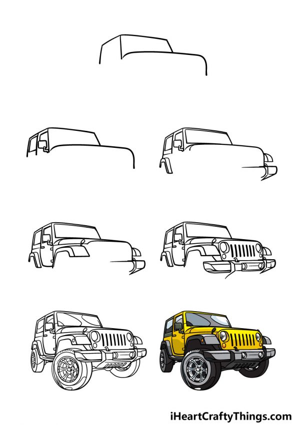 Jeep Drawing How To Draw A Jeep Step By Step