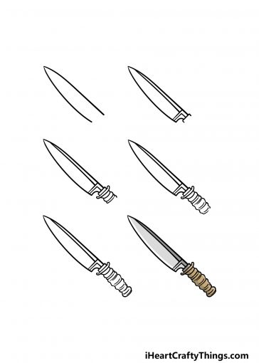 Knife Drawing - How To Draw A Knife Step By Step