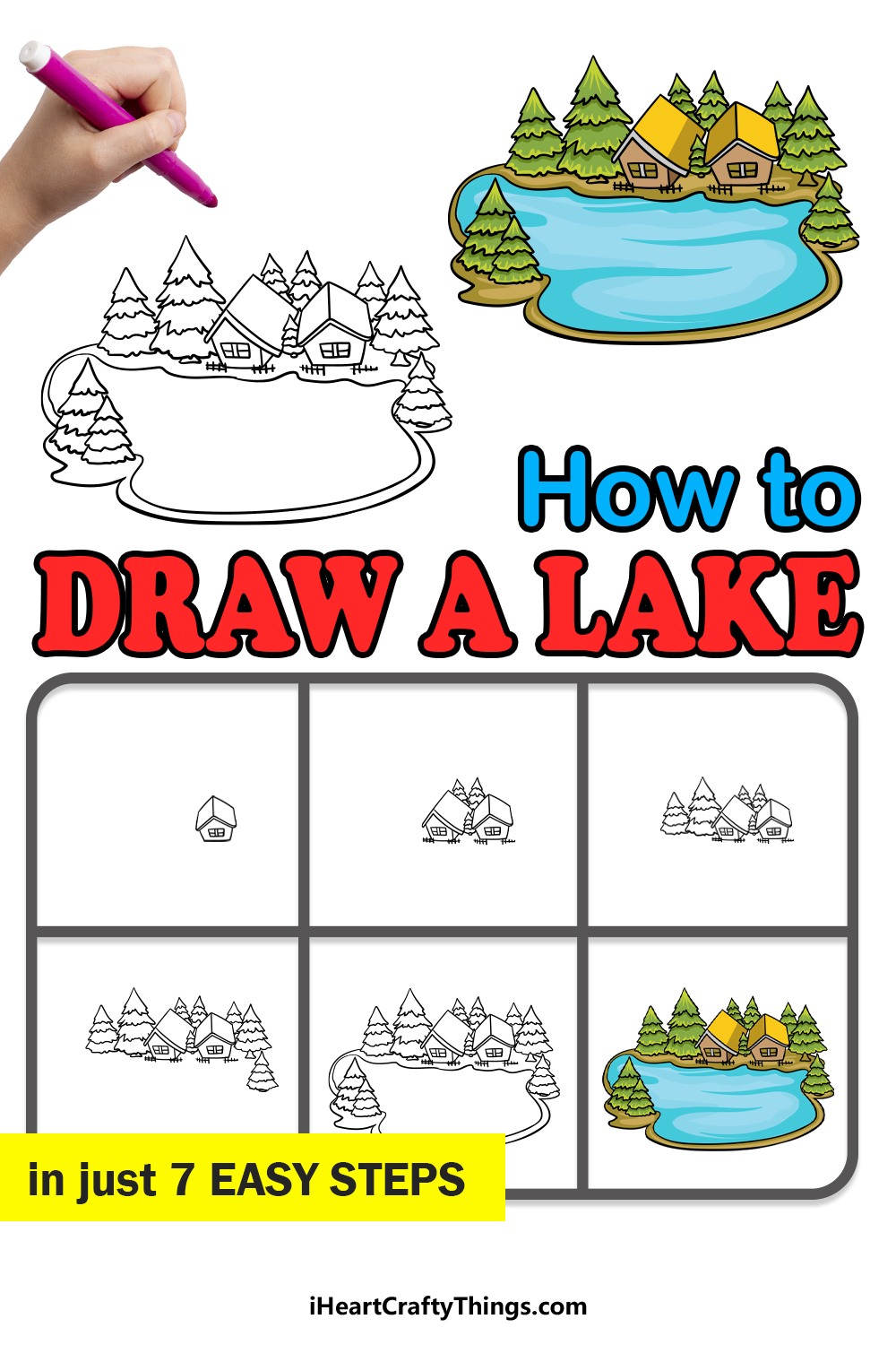 how to draw a lake in 7 steps