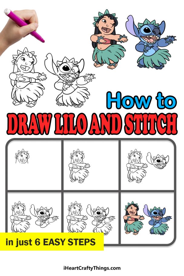 Lilo And Stitch Drawing How To Draw Lilo And Stitch Step By Step