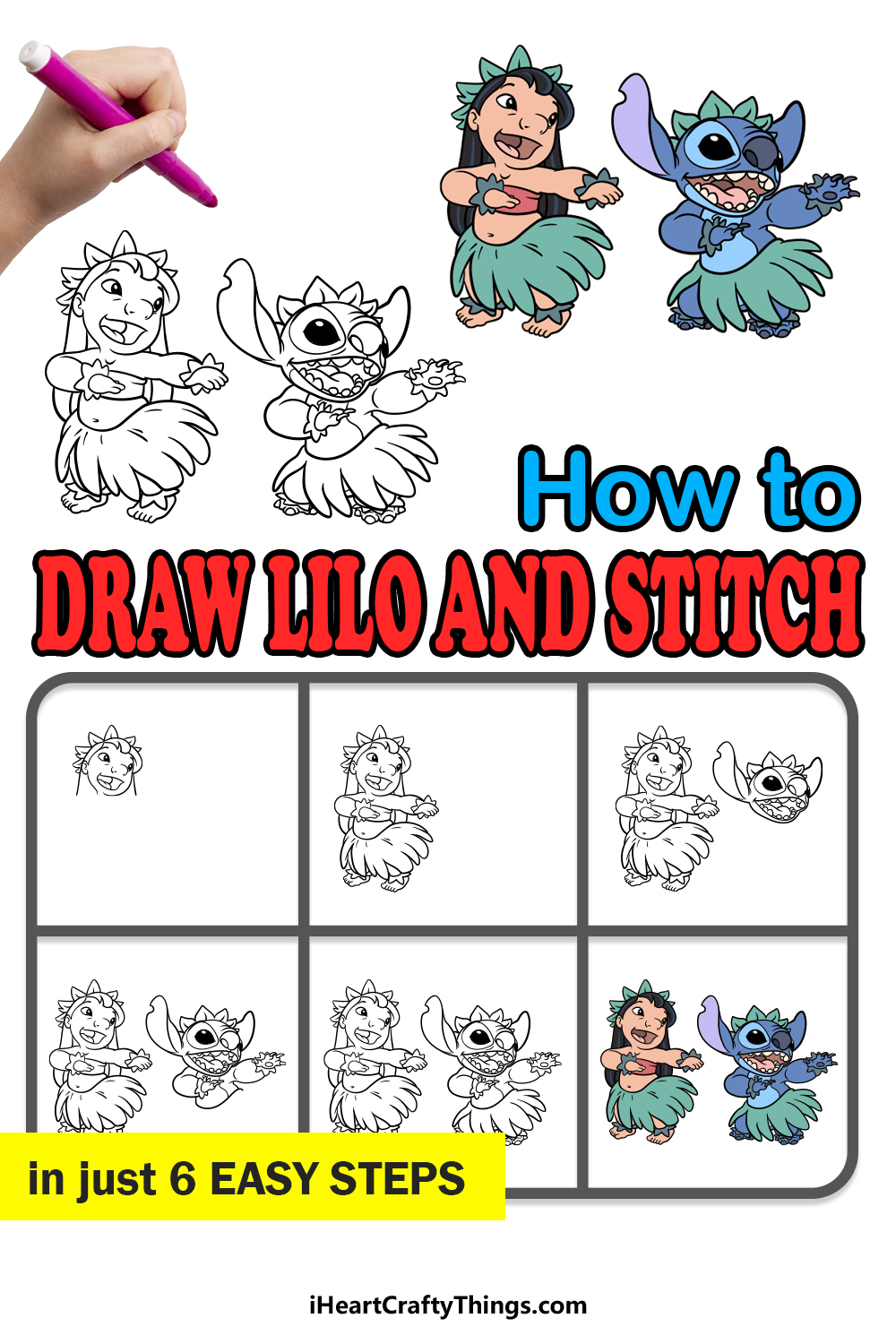 how to draw Lilo and Stitch in 6 easy steps