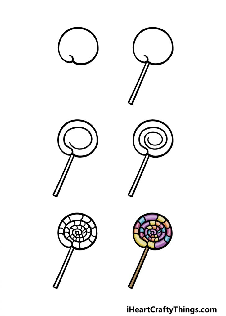 Lollipop Drawing - How To Draw A Lollipop Step By Step