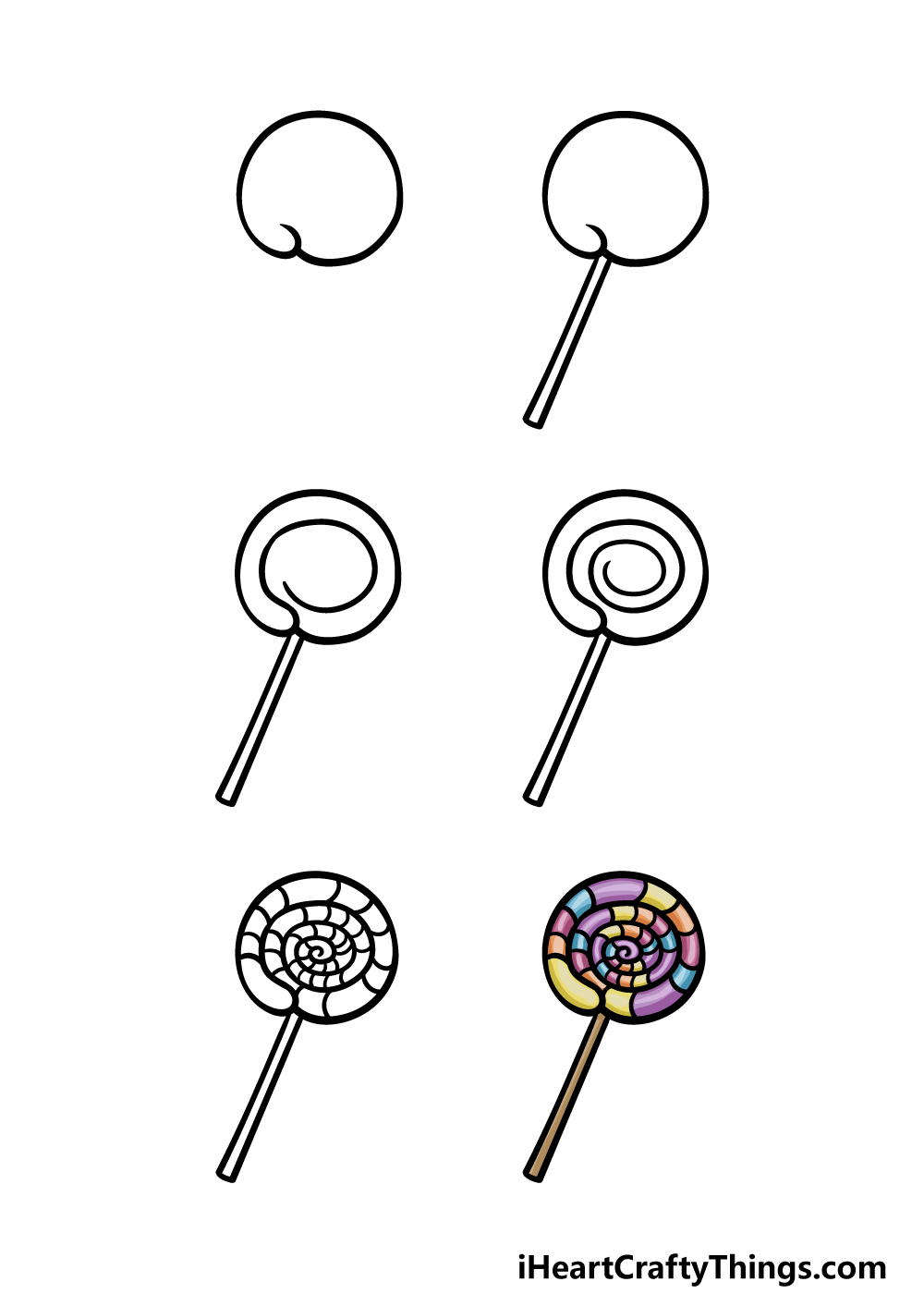 how to draw a lollipop in 6 steps