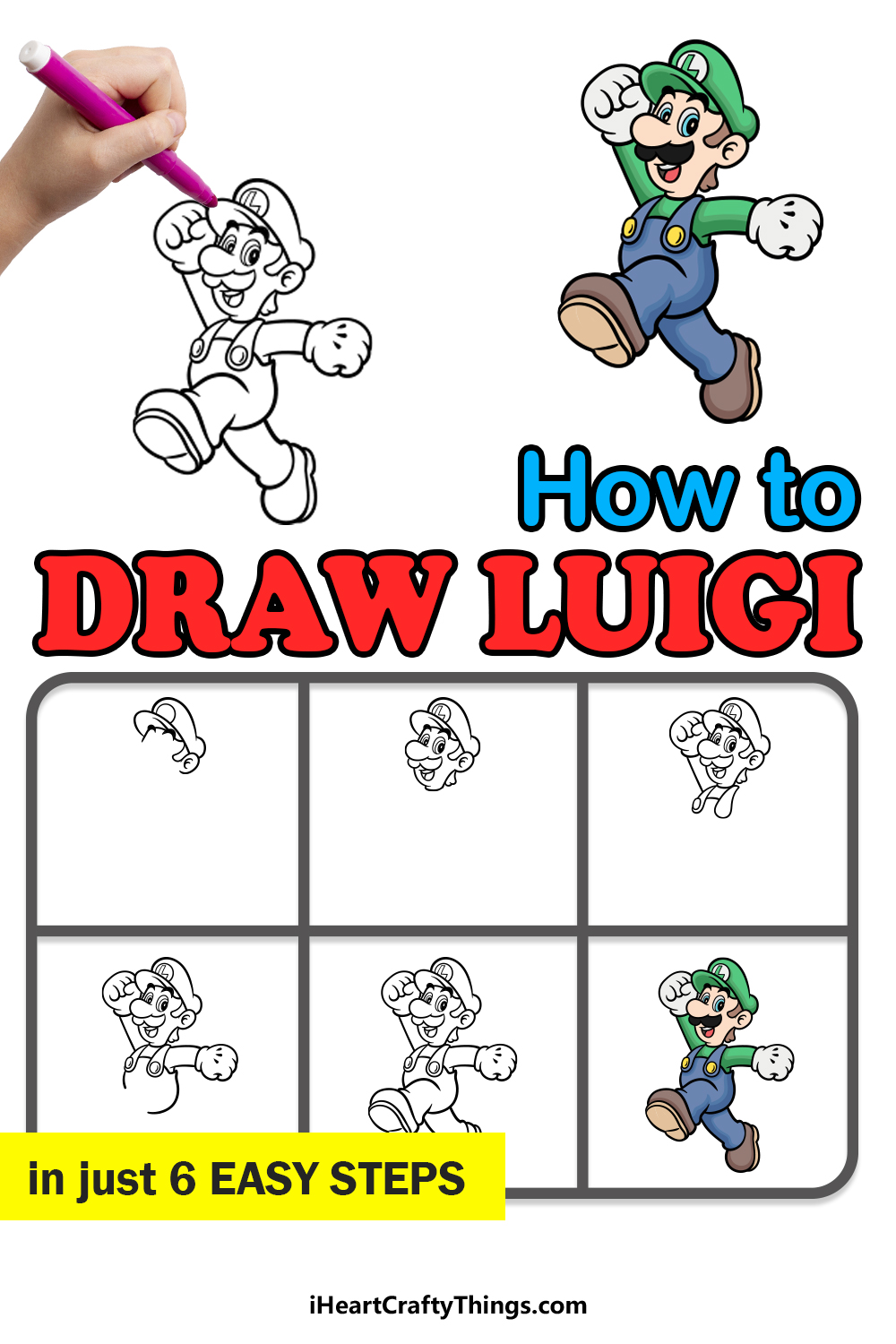 Luigi Drawing - How To Draw Luigi Step By Step