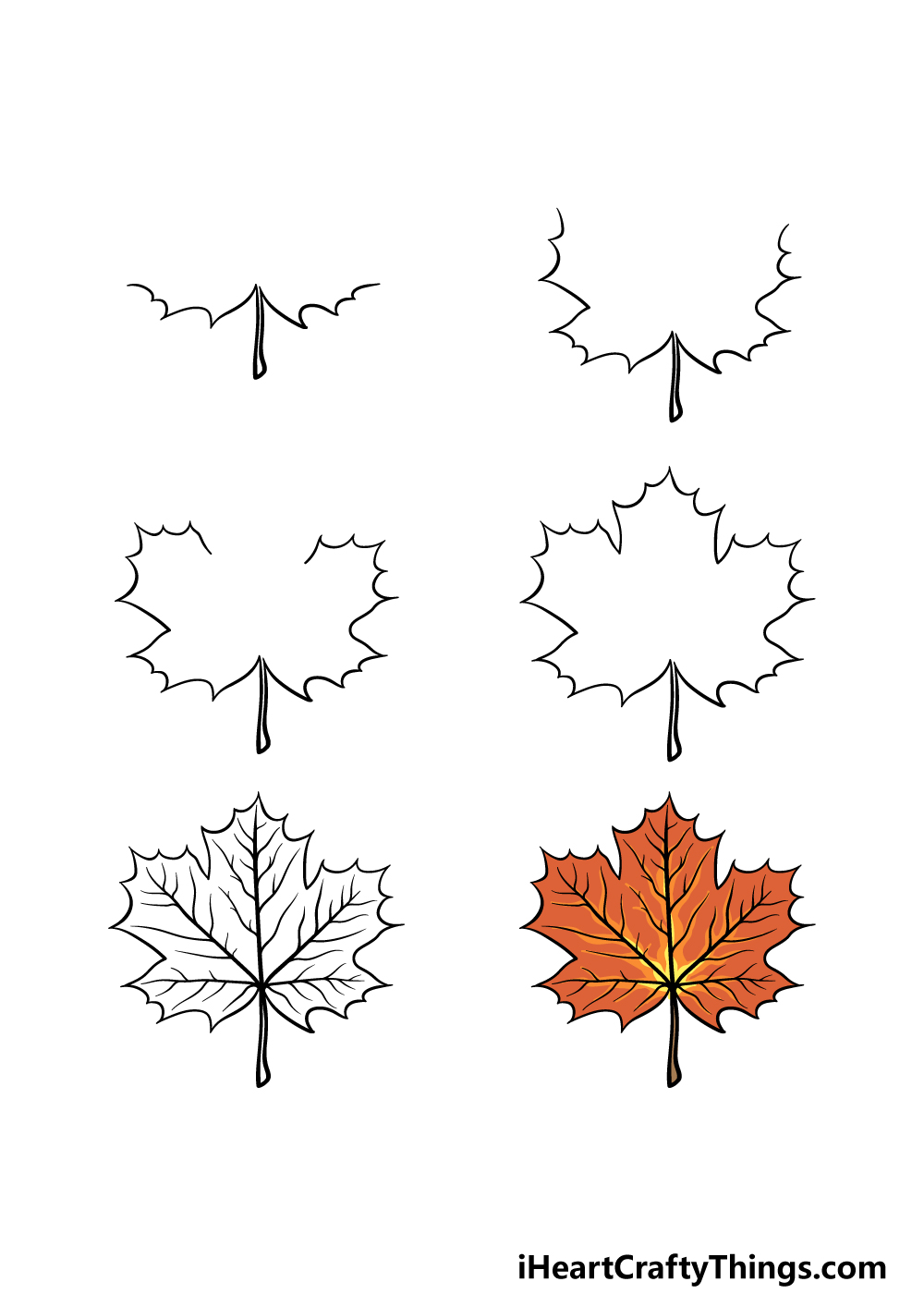 How to draw a maple leaf with a pencil step-by-step tutorial.