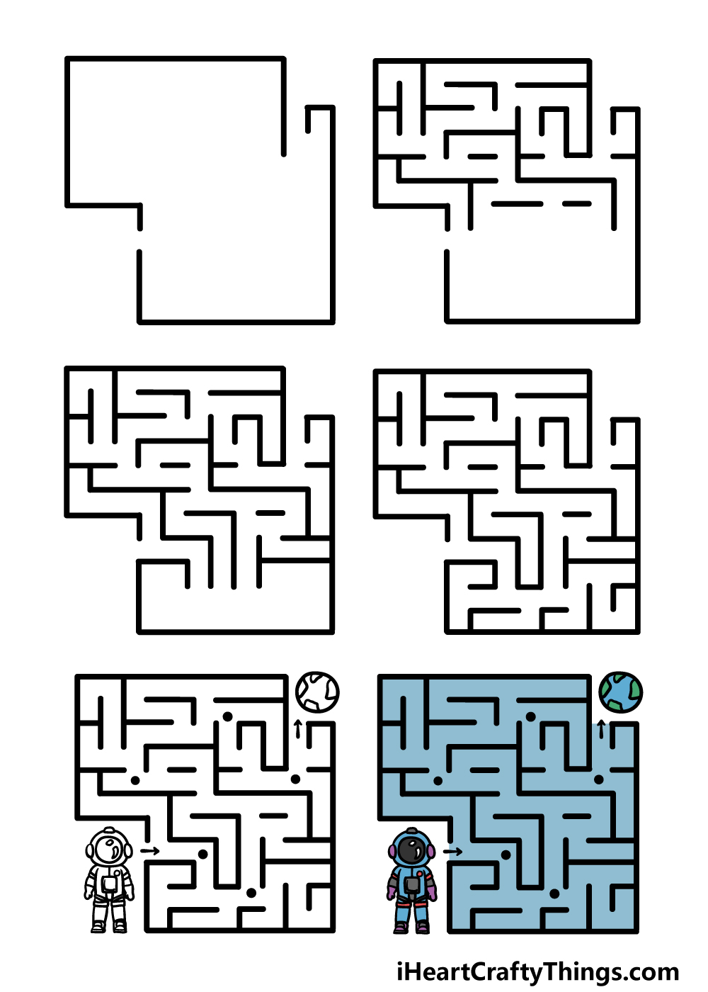 how to draw a maze in 6 steps