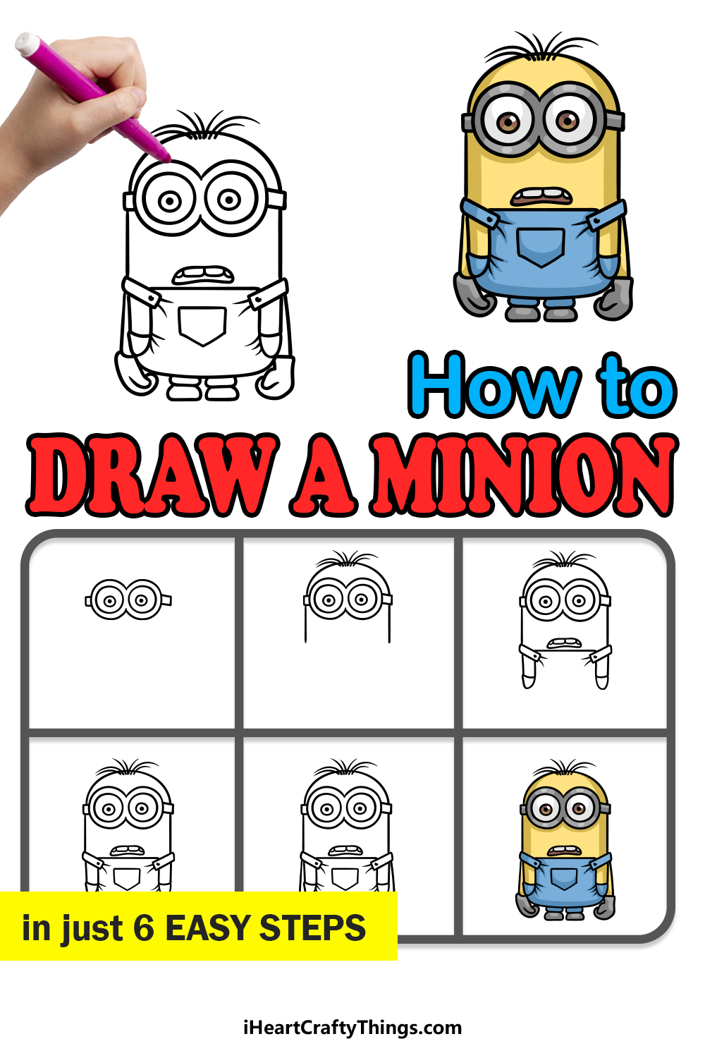 how to draw a minion in 6 easy steps