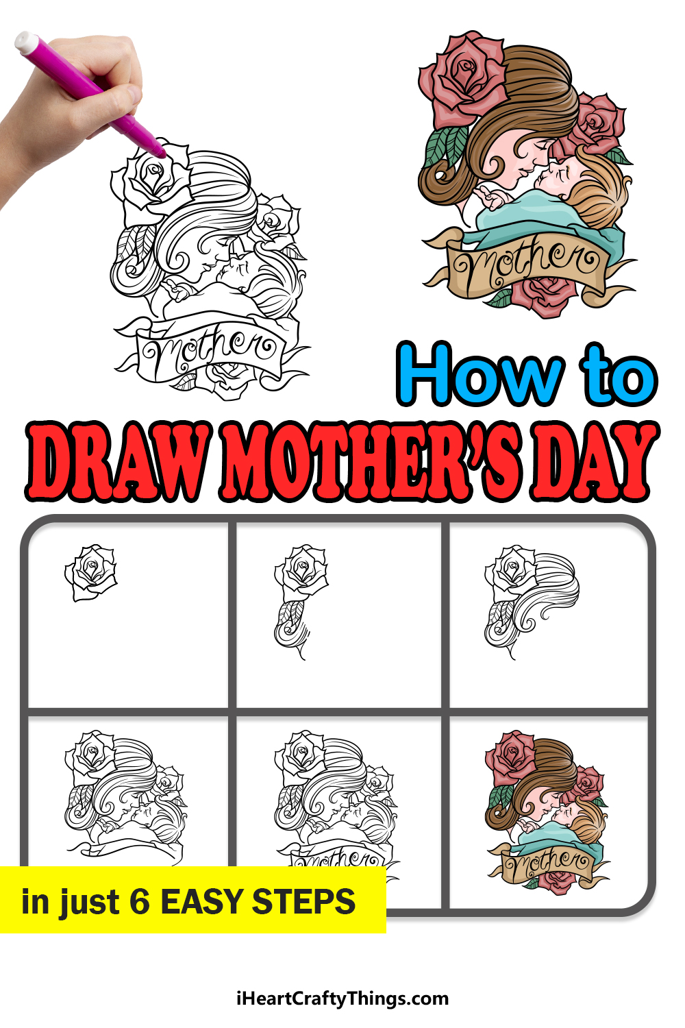 Free Vector | Hand drawn mothers day children drawings illustration