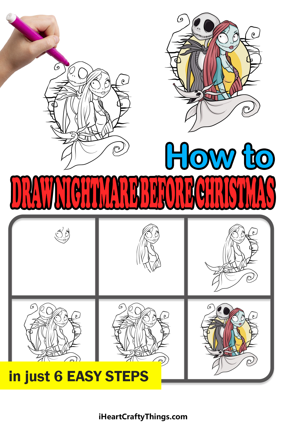 how to draw Nightmare Before Christmas in 6 easy steps