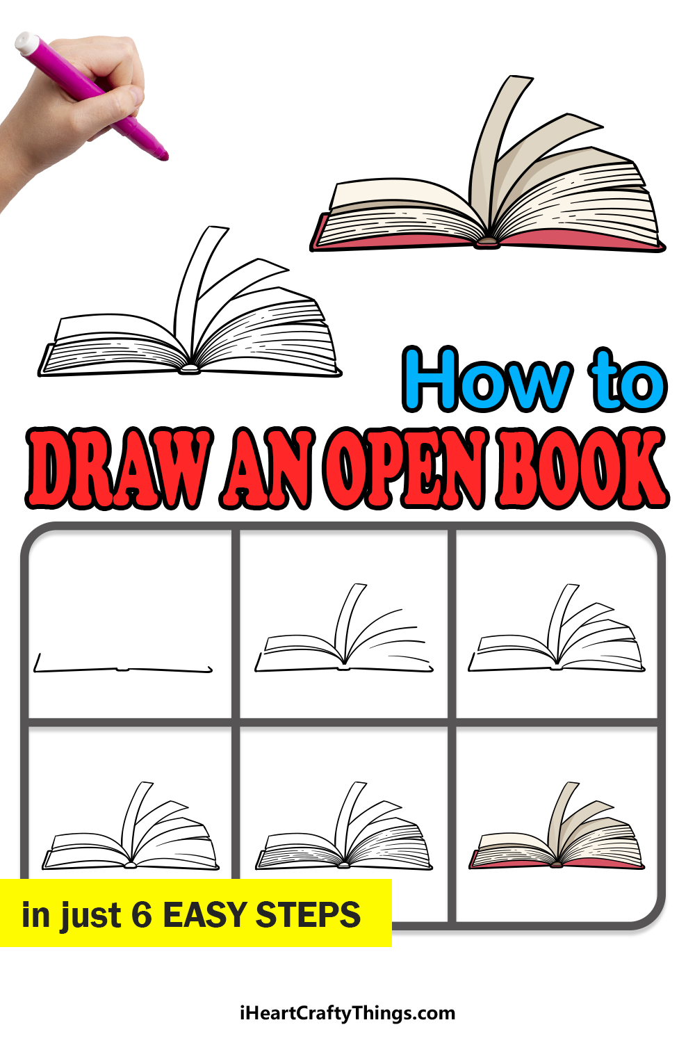 how to draw an open book in 6 easy steps