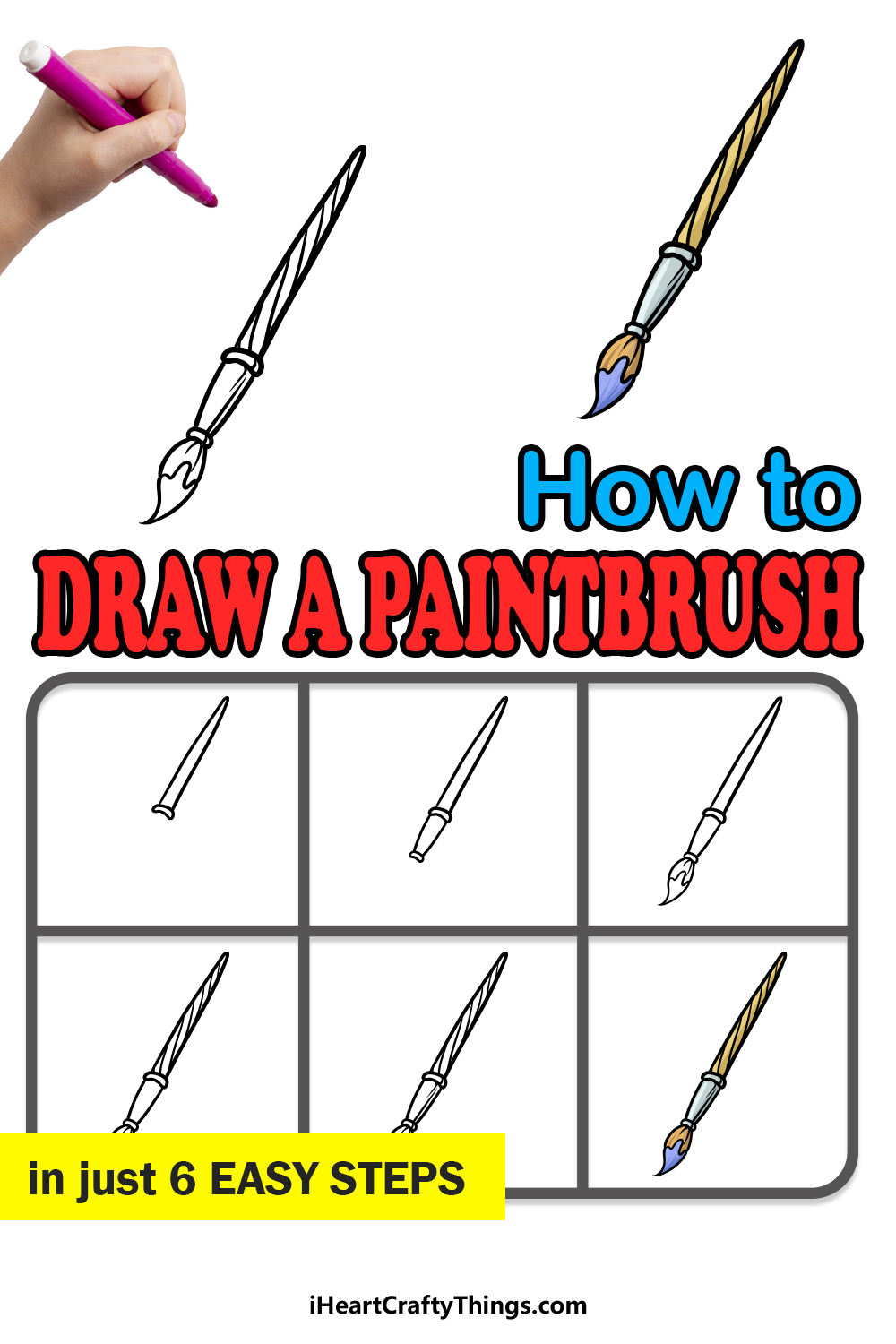 how to draw a paintbrush in 6 easy steps