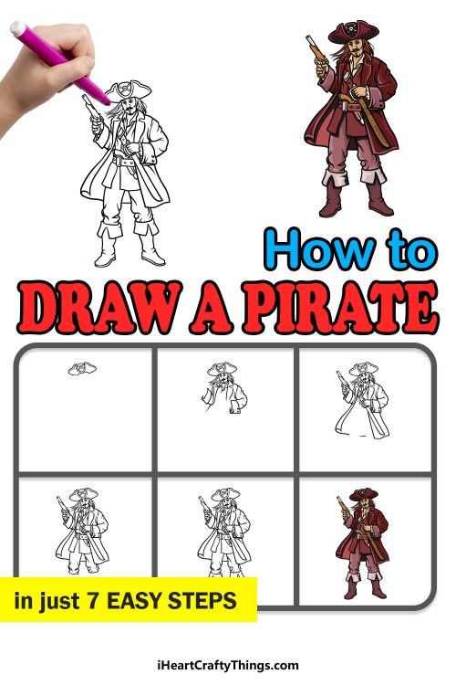 Pirate Drawing - How To Draw A Pirate Step By Step