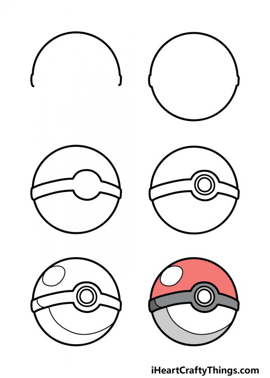 Pokeball Drawing - How To Draw A Pokeball Step By Step