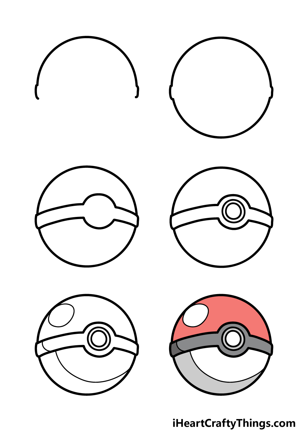 How To Draw A Pokeball, Step by Step, Drawing Guide, by ZoraLink