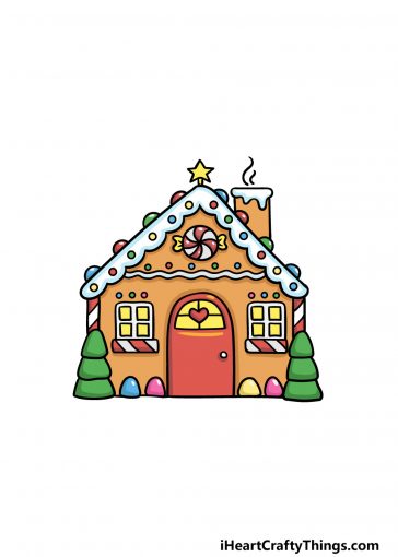 how to draw a gingerbread house image