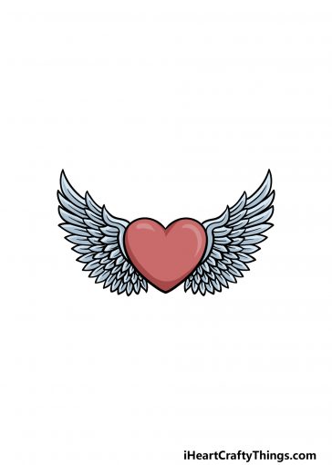 how to draw a heart with wings image