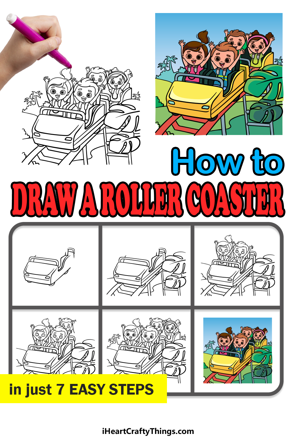 Roller Coaster Drawing How To Draw A Roller Coaster Step By Step