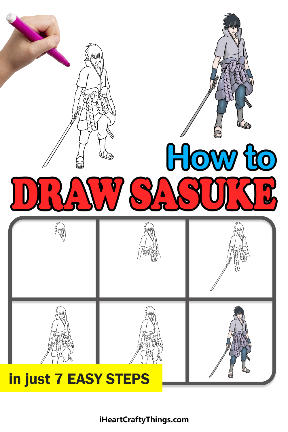 How to Draw Sasuke Uchiha from Naruto Step by Step Drawing